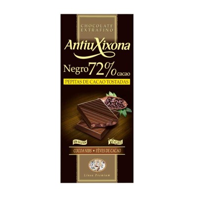 Chocolate Negro 72% cacao con pepitas 100g